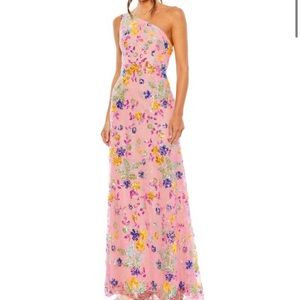 NWT! Mag Duggal One Shoulder Beaded Gown